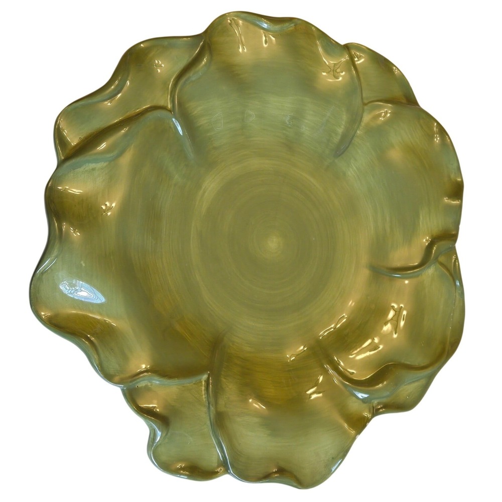 Roscher Antique Leaf Collection Green Earthenware Serving Platter Large‎